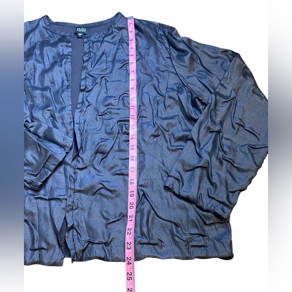 Eileen Fisher Silk Pleated Puffy Cardigan Jacket Women’s Size L - Picture 9 of 10